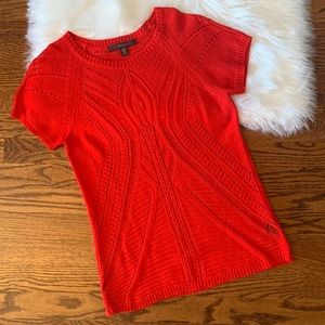 Fever Short Sleeve Knit Sweater Pullover Top Bright Red Size Medium